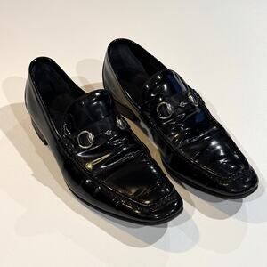 Gucci Mens Black Next Patent Leather Horsebit Loafers Shoes size 9.5 D 174325